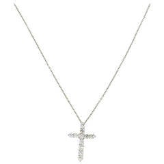 Fine Platinum Diamond Cross Pendant Necklace
