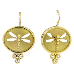 Temple St. Clair Gold Diamond Dragonfly Earrings