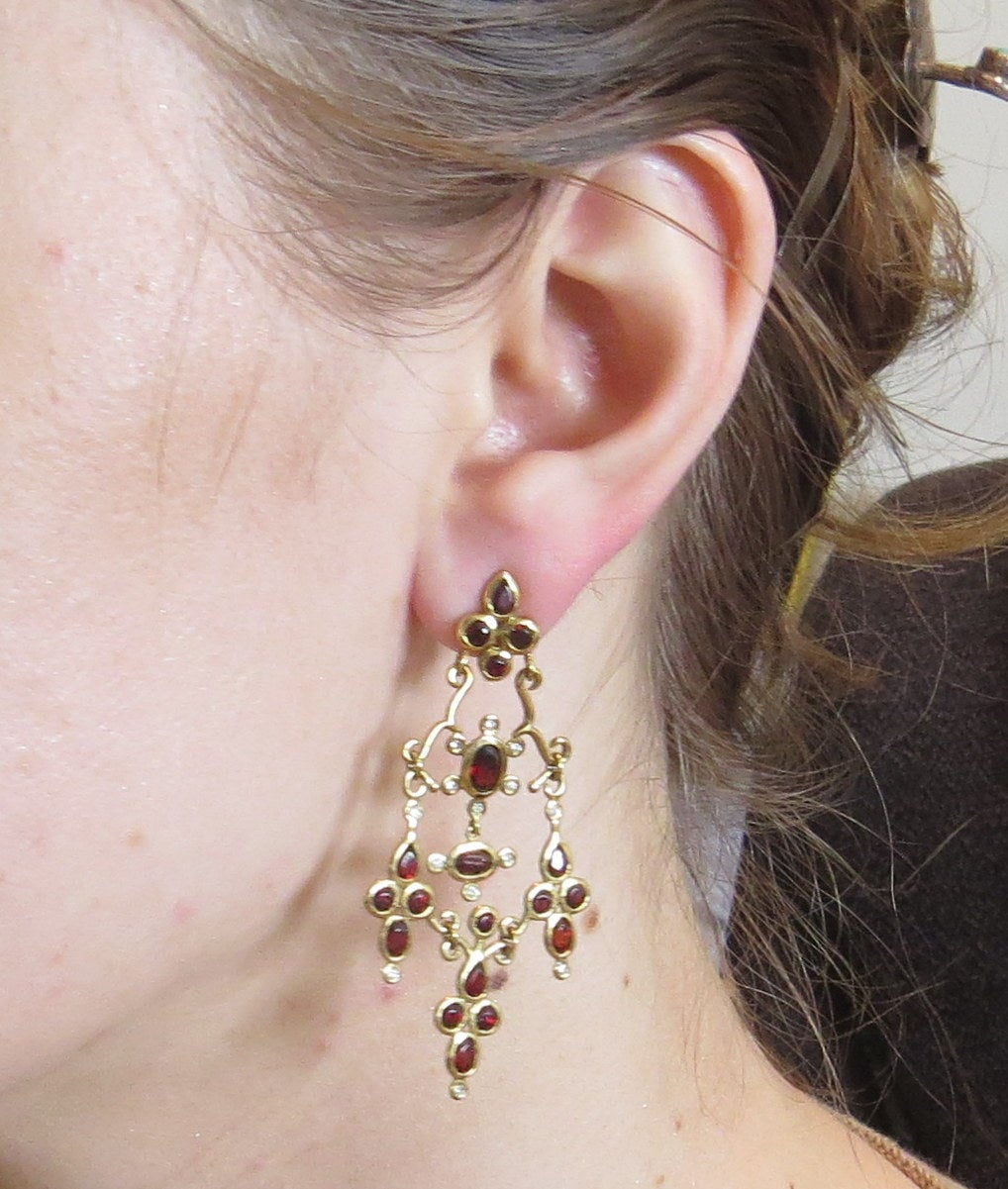 garnet dangle earrings