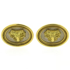 Elizabeth Gage Gold Rams Head Motif Cufflinks