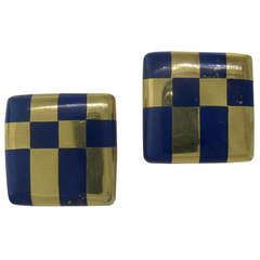 Tiffany & Co. Inlay Lapis Lazuli Gold Earrings 8