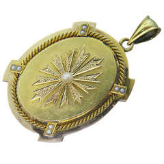 Victorian Antique Pearl Gold Locket Pendant