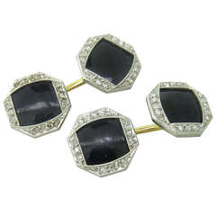 Art Deco Onyx Rose Cut Diamond Cufflinks 5