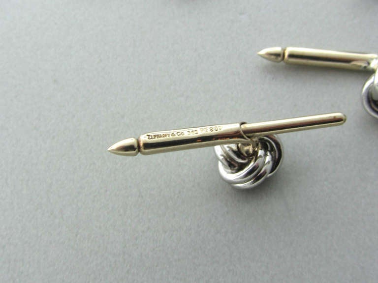 Tiffany & Co. Classic Platinum Knot Stud Set In Excellent Condition In Lambertville, NJ