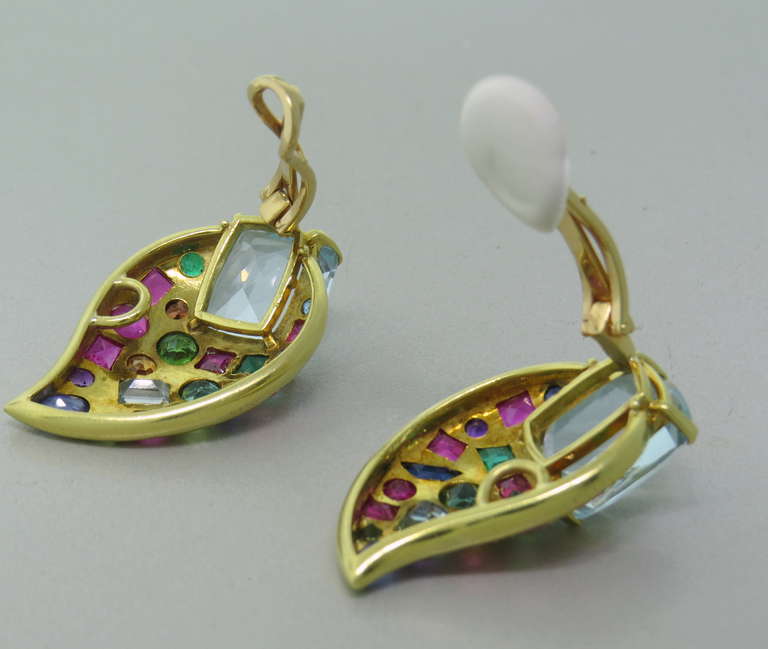 Multicolor Gemstone Gold Earrings 1