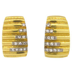 H Stern Diamond Gold Half Hoop Earrings