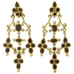 H. Stern Garnet Diamond Gold Dangle Earrings