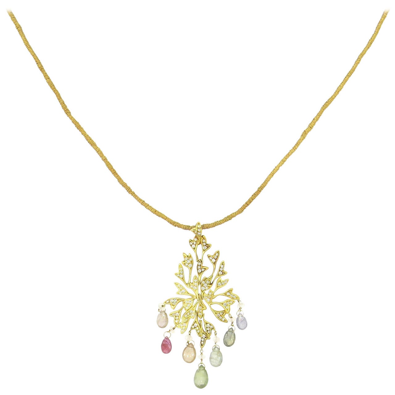 H. Stern Gemstone Diamond Gold Pendant Necklace