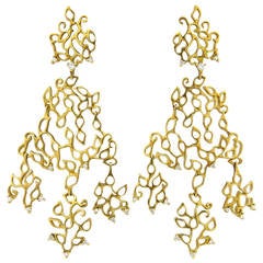 Vintage H Stern Diamond Gold Lace Chandelier Earrings