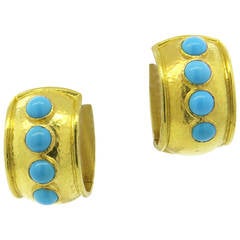 Elizabeth Locke Amalfi Turquoise Gold Hoop Earrings