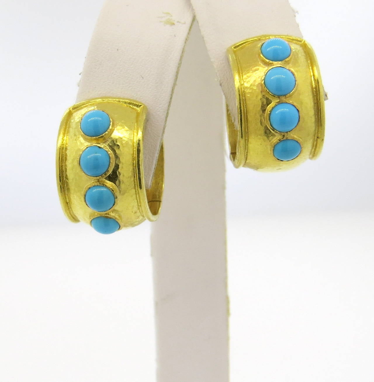 Elizabeth Locke Amalfi Turquoise Gold Hoop Earrings 1