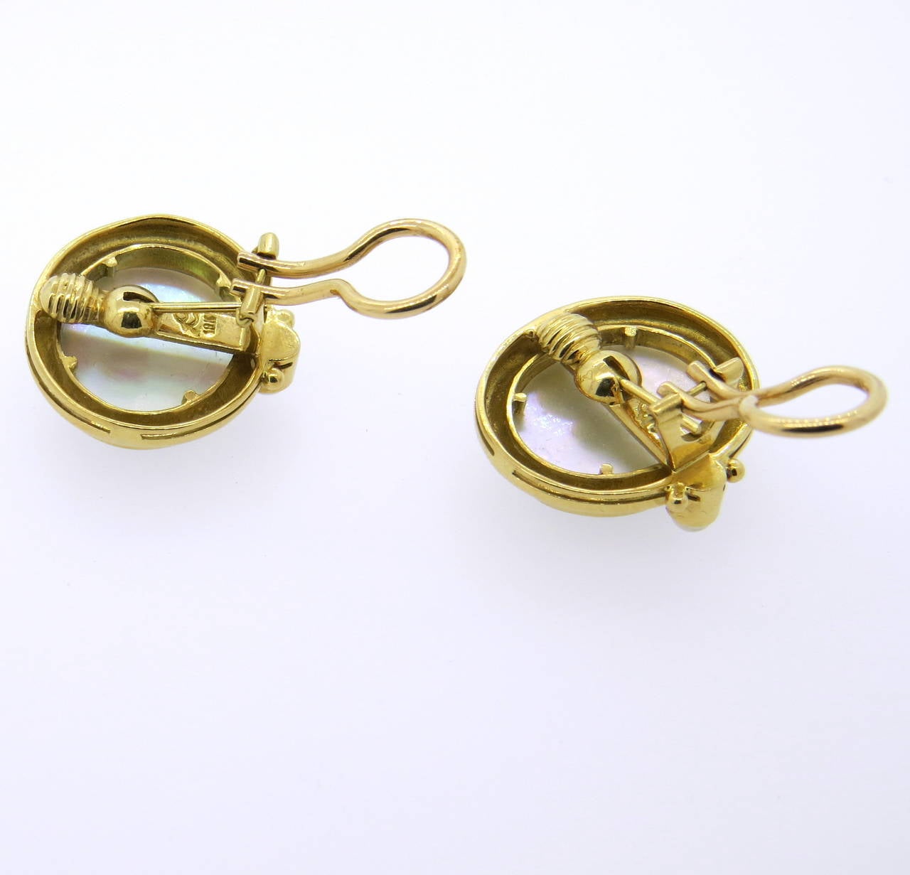 Women's Elizabeth Locke Venetian Glass Intaglio Pearl Gold Earrings