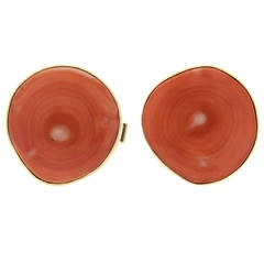 Large Coral Gold Cufflinks