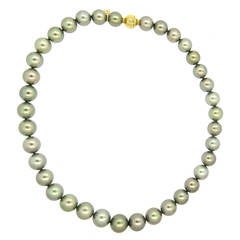 Mikimoto Graduated Tahitian Pearl Diamond Gold Necklace