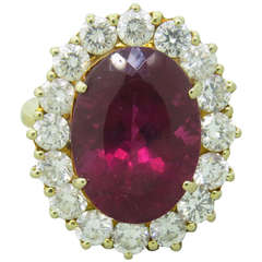 Classic Rubellite Tourmaline Diamond Gold Cocktail Ring