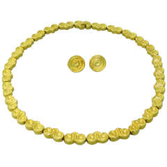 Ilias Lalaounis Gold Swirl Earrings and Necklace Set