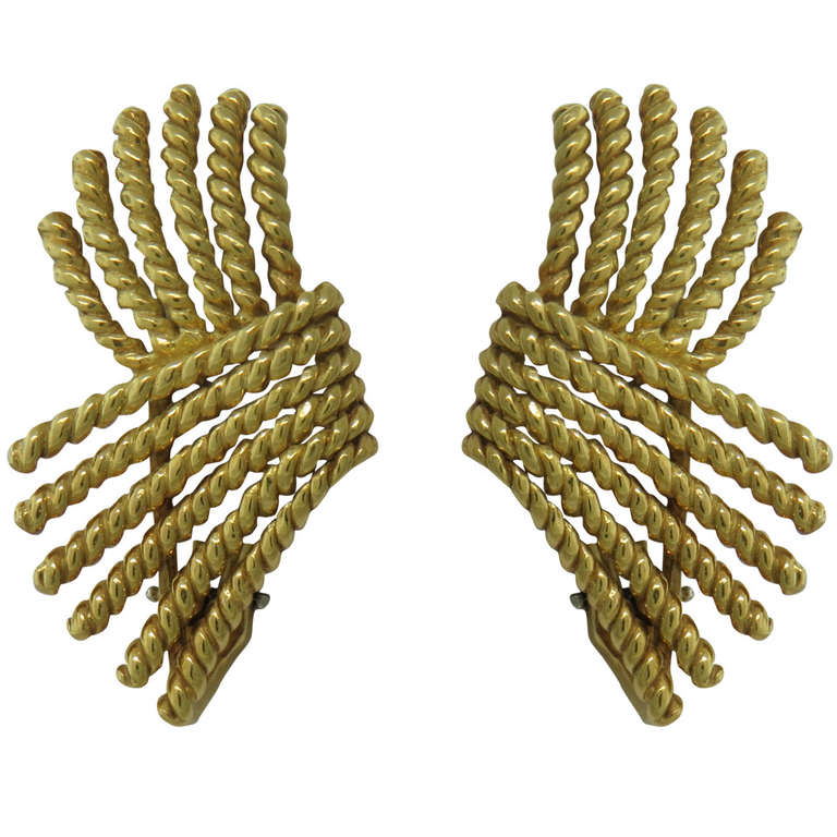 Tiffany 
Co. Jean Schlumberger Gold V Rope Earrings