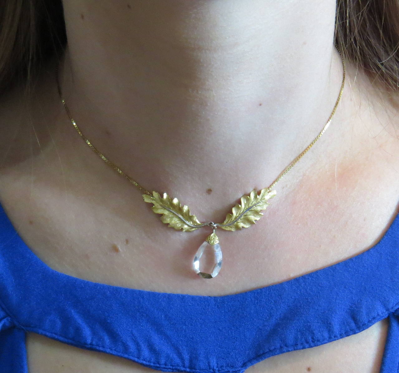 Buccellati Gold Leaf Quartz Drop Necklace 1