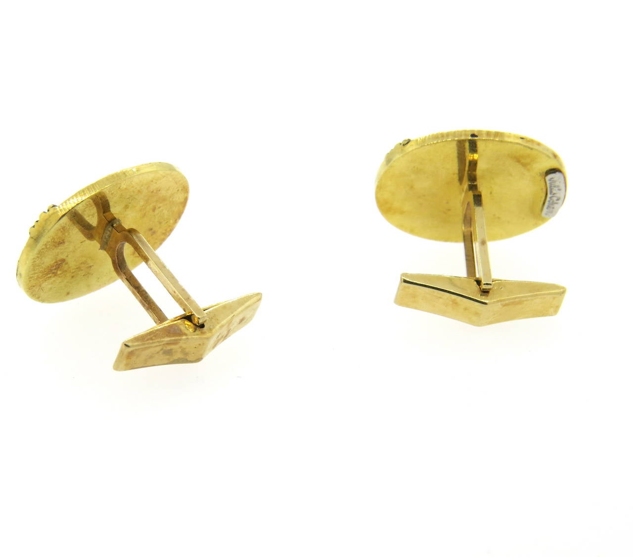 Julius Cohen Gold Bird Oval Cufflinks In Excellent Condition In Lambertville, NJ