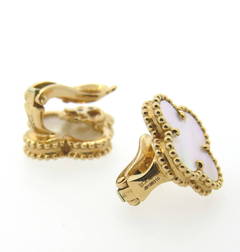 Van Cleef & Arpels Special Edition Mother of Pearl Gold Alhambra Earrings