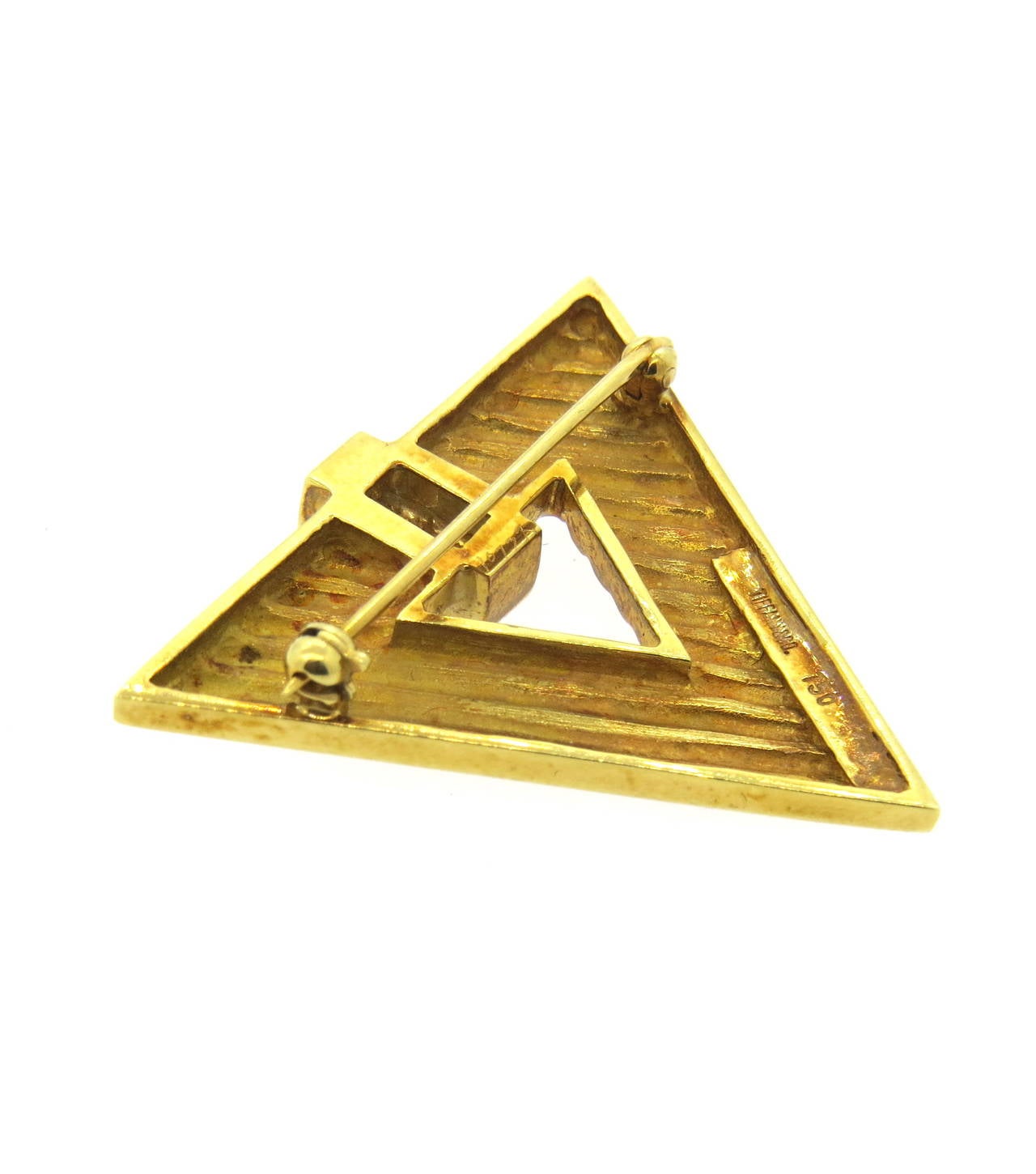 Women's 1970s Tiffany & Co Geometric Gold Diamond Brooch Pin