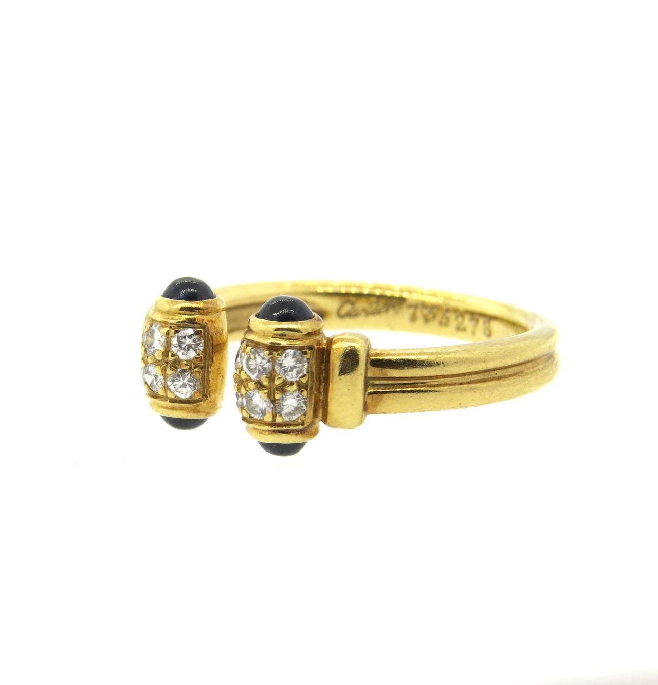 Women's Cartier Gold Diamond Sapphire Open Cuff Ring