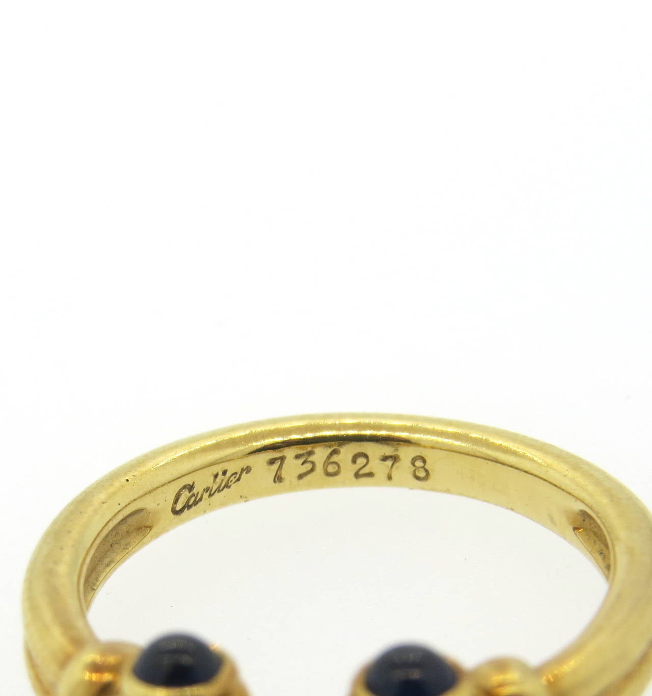 Cartier Gold Diamond Sapphire Open Cuff Ring In Excellent Condition In Lambertville, NJ