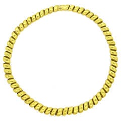Vintage H. Stern Gold Spiral Hammered Finish Necklace