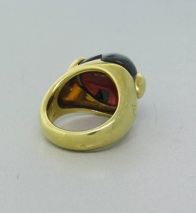 Women's Pomellato Garnet Cabochon Heart Gold Ring