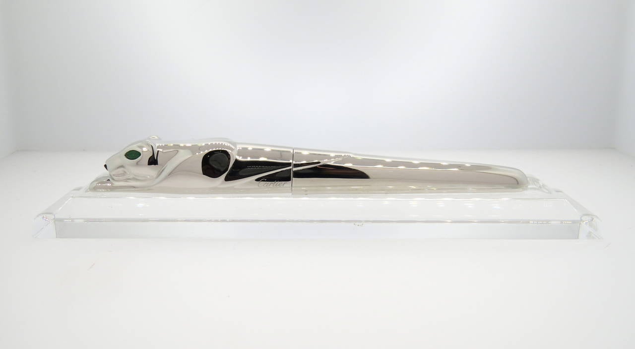 Rare Cartier Paris Sterling Silver Onyx Set Limited Edition Fountain Pen In Excellent Condition In Lambertville, NJ