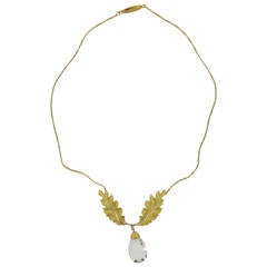 Buccellati Gold Leaf Quartz Drop Necklace