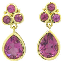 Temple St. Clair Pink Tourmaline Gold Drop Earrings