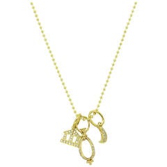 Temple St. Clair Rock Crystal Diamond Gold Amulet Charm Pendant Necklace 3
