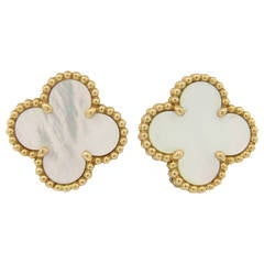 Van Cleef & Arpels Special Edition Mother of Pearl Gold Alhambra Earrings