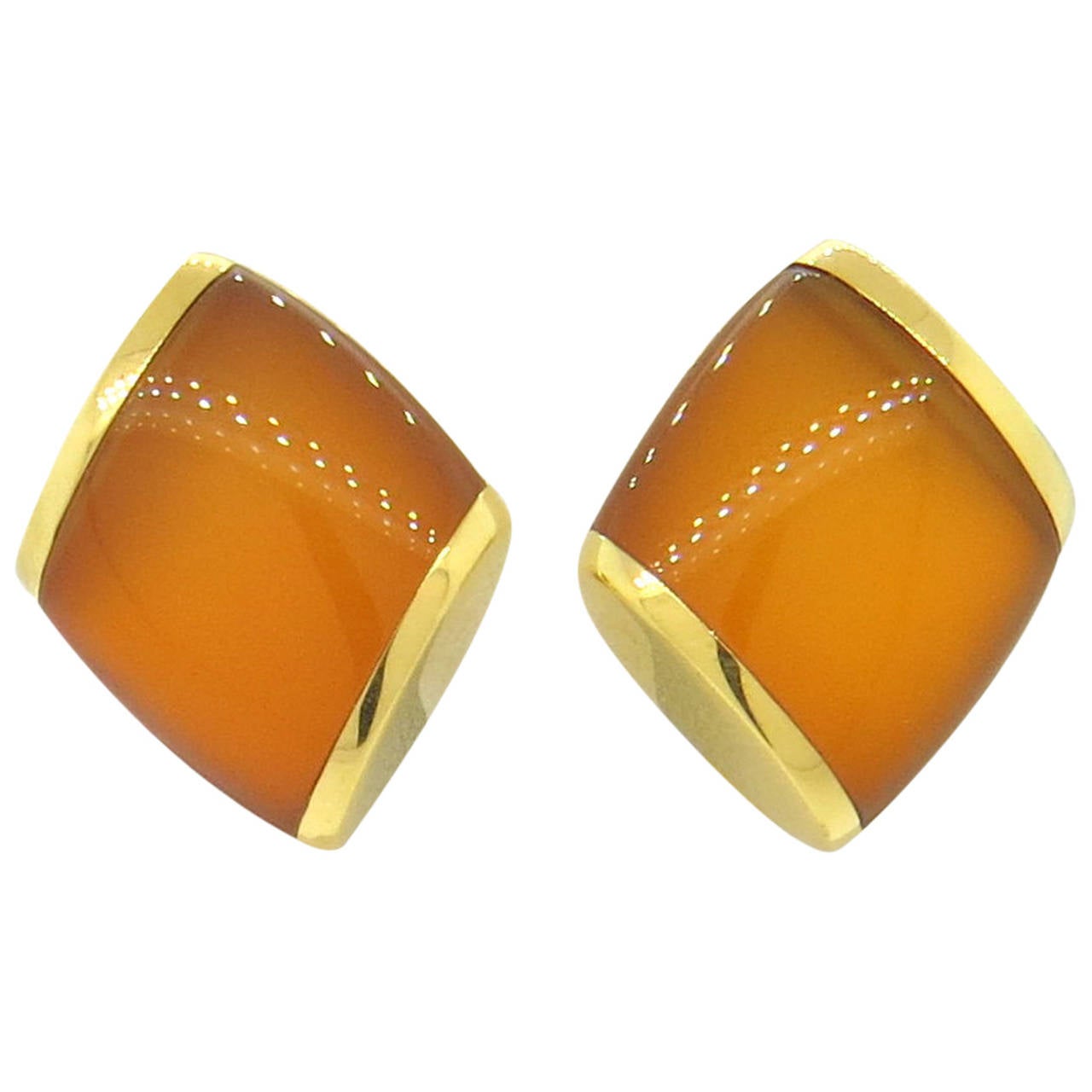 Vhernier Plateau Orange Carnelian Crystal Gold Earrings