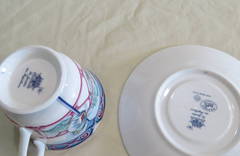 Hermes Papillons Porcelain Tea Cup with Plate Set of 8