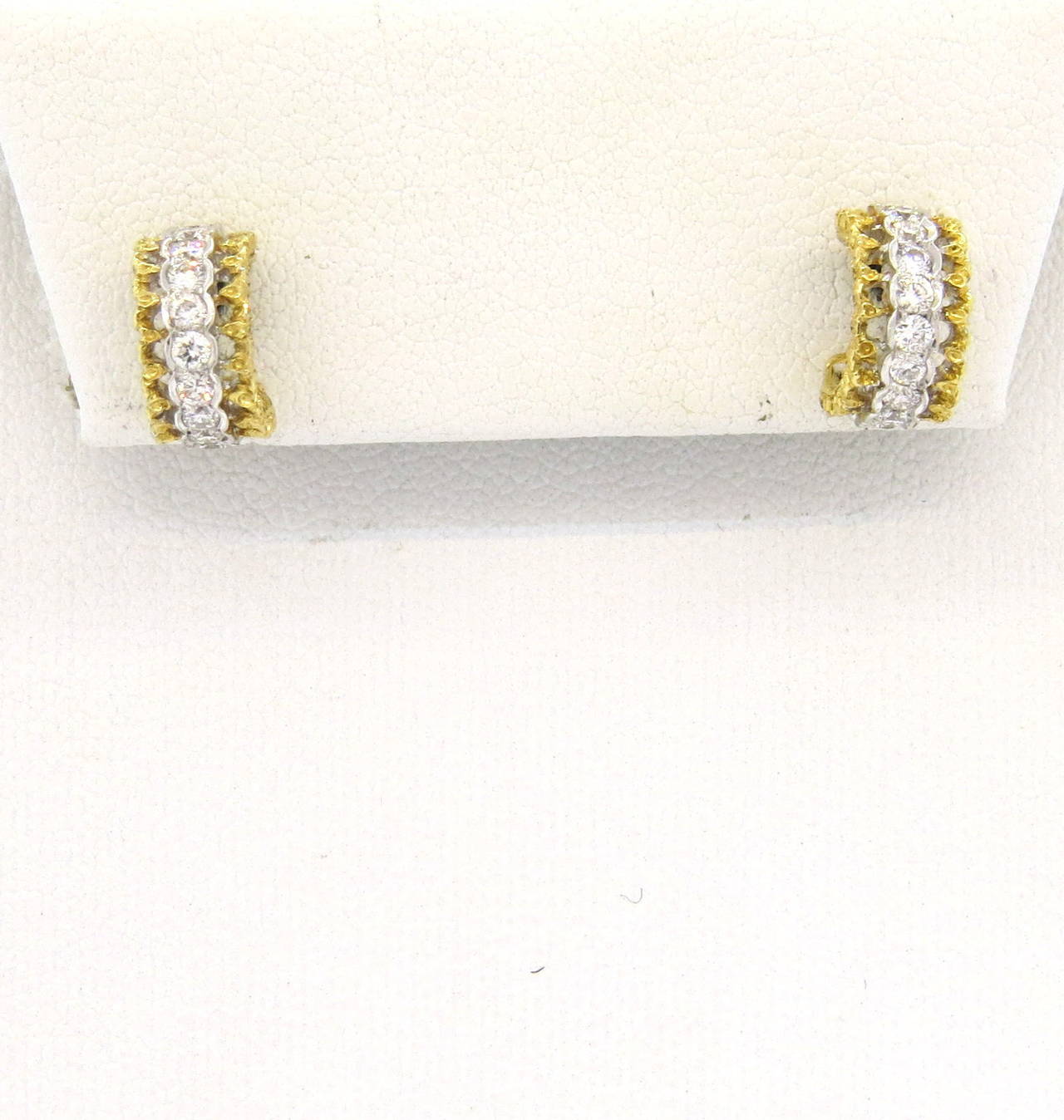 Mario Buccellati Diamond Gold Hoop Earrings 1