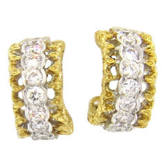 Mario Buccellati Diamond Gold Hoop Earrings