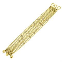 Vintage Cartier Draperie de Decollete Diamond Gold Multi Strand Bracelet