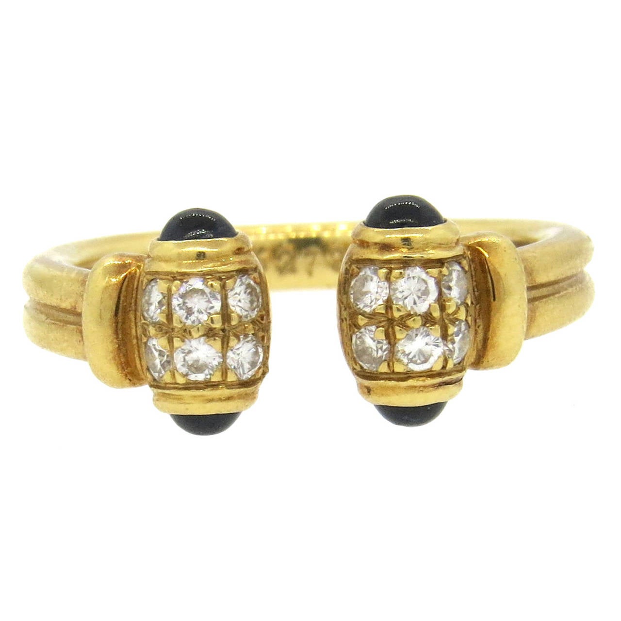 Cartier Gold Diamond Sapphire Open Cuff Ring