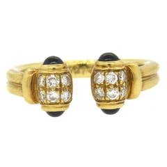 Cartier Gold Diamond Sapphire Open Cuff Ring