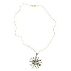 Antique Old Mine Cut Diamond Silver Gold Pin Pendant