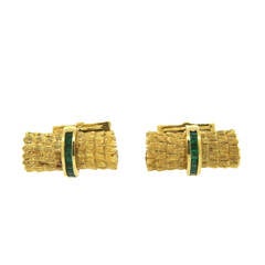 1970s Tiffany & Co. Emerald Gold Cufflnks