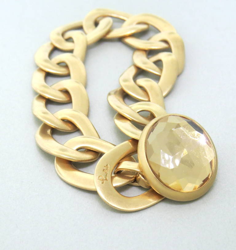 Pomellato Narciso Rock Crystal Gold Link Bracelet In Excellent Condition In Lambertville, NJ
