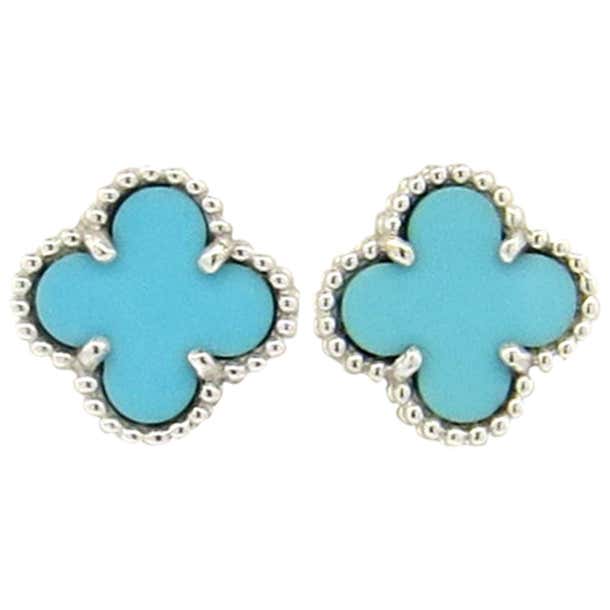 Van Cleef and Arpels Sweet Alhambra Turquoise Gold Earrings at 1stDibs ...