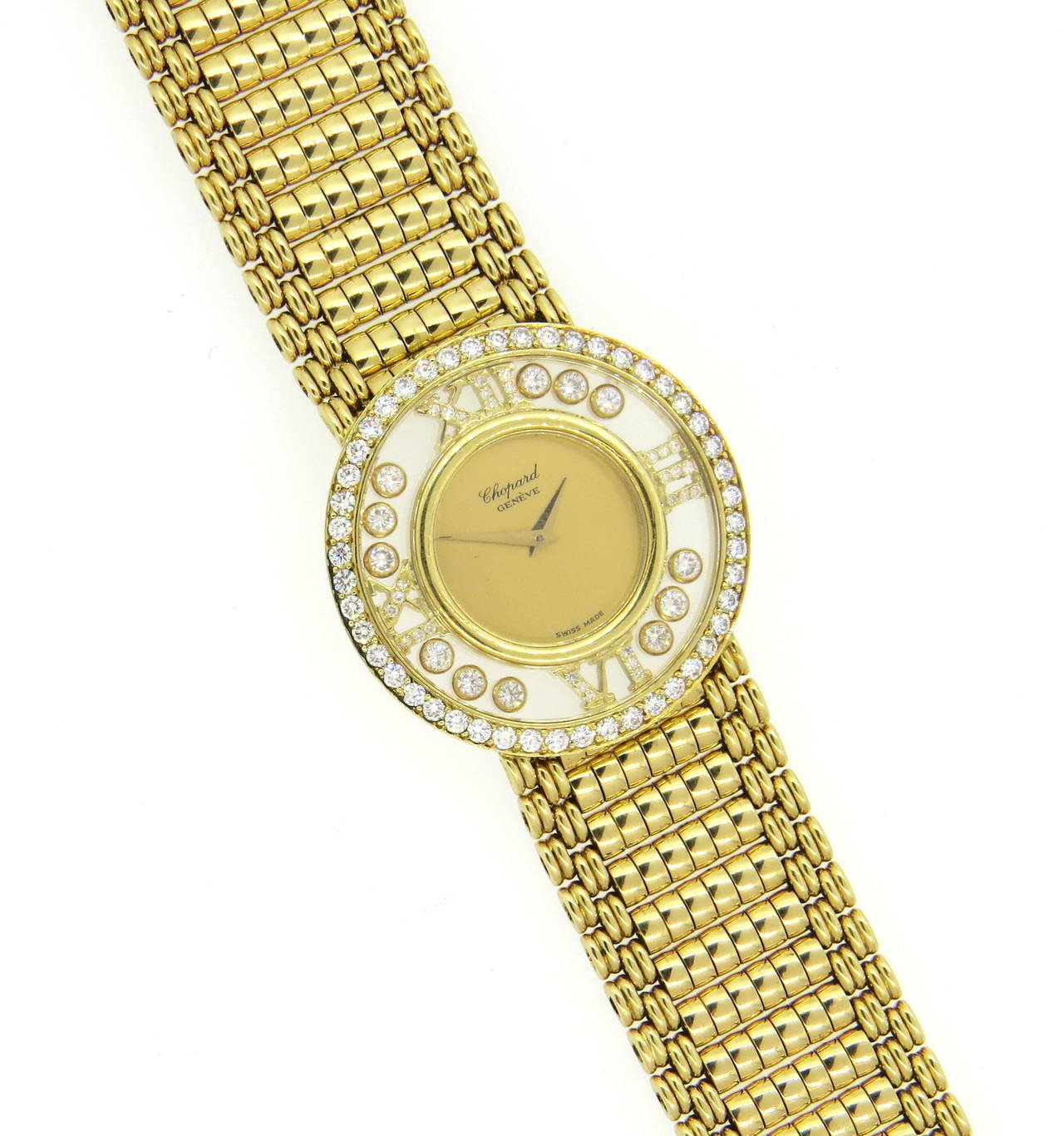 Women's Chopard Yellow Gold Diamond Large Happy Diamond Quartz Wristwatch