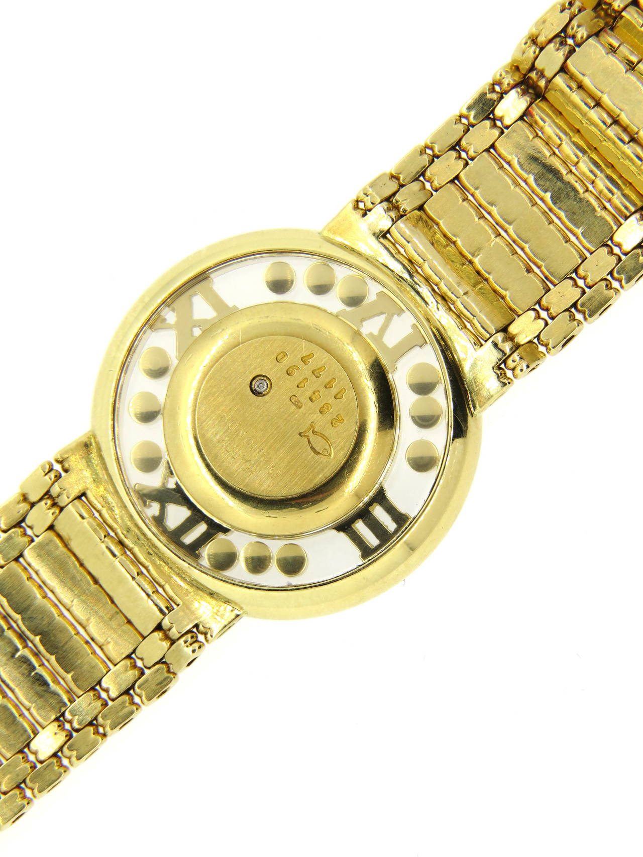Chopard Yellow Gold Diamond Large Happy Diamond Quartz Wristwatch 1