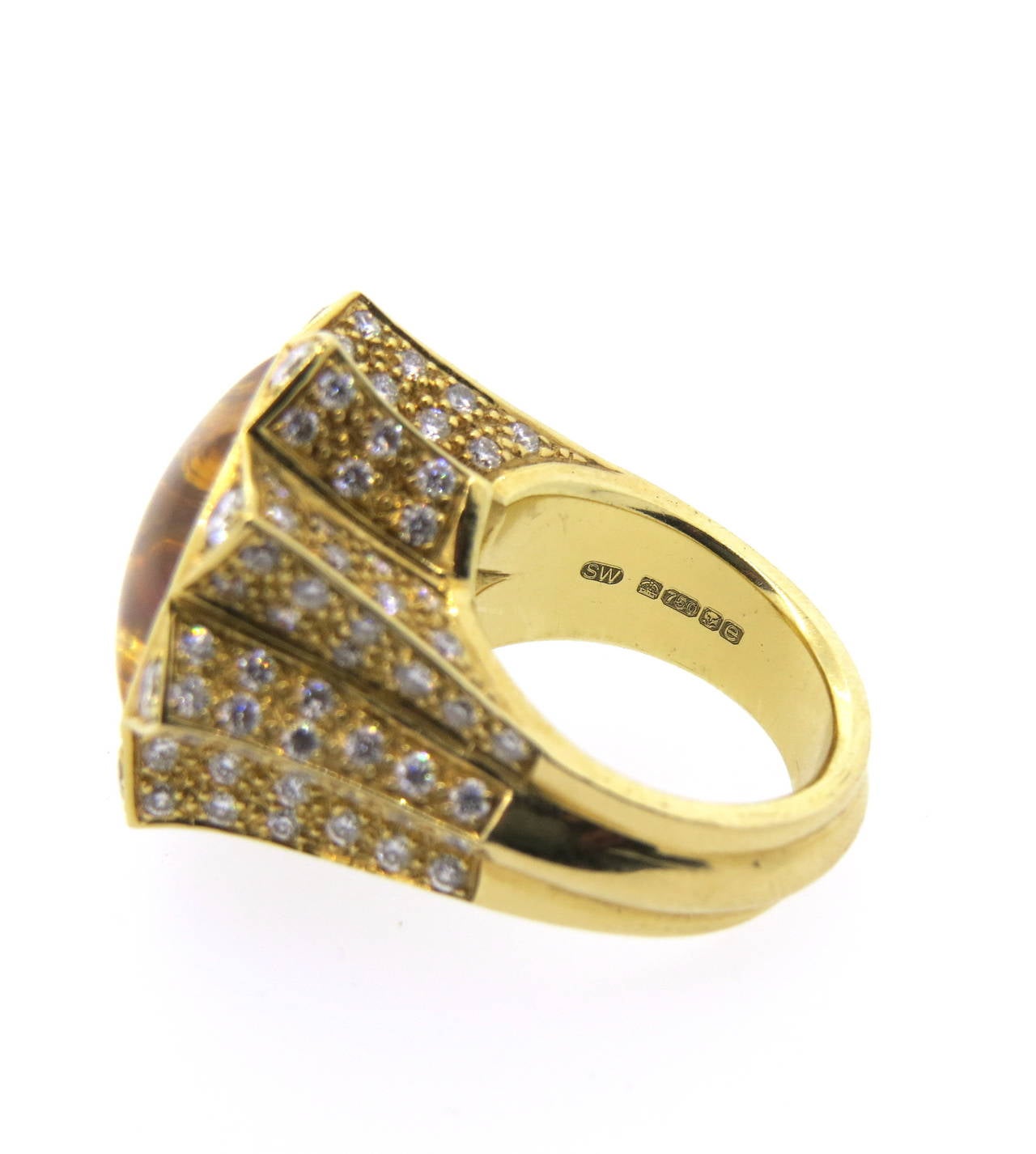 Stephen Webster Citrine Diamond Gold Ring In Excellent Condition In Lambertville, NJ