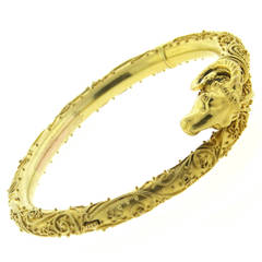 Carl Bacher Etruscan Gold Ram's Head Bangle Bracelet