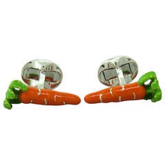 Deakin & Francis Sterling Silver Enamel Carrot Cufflinks 10